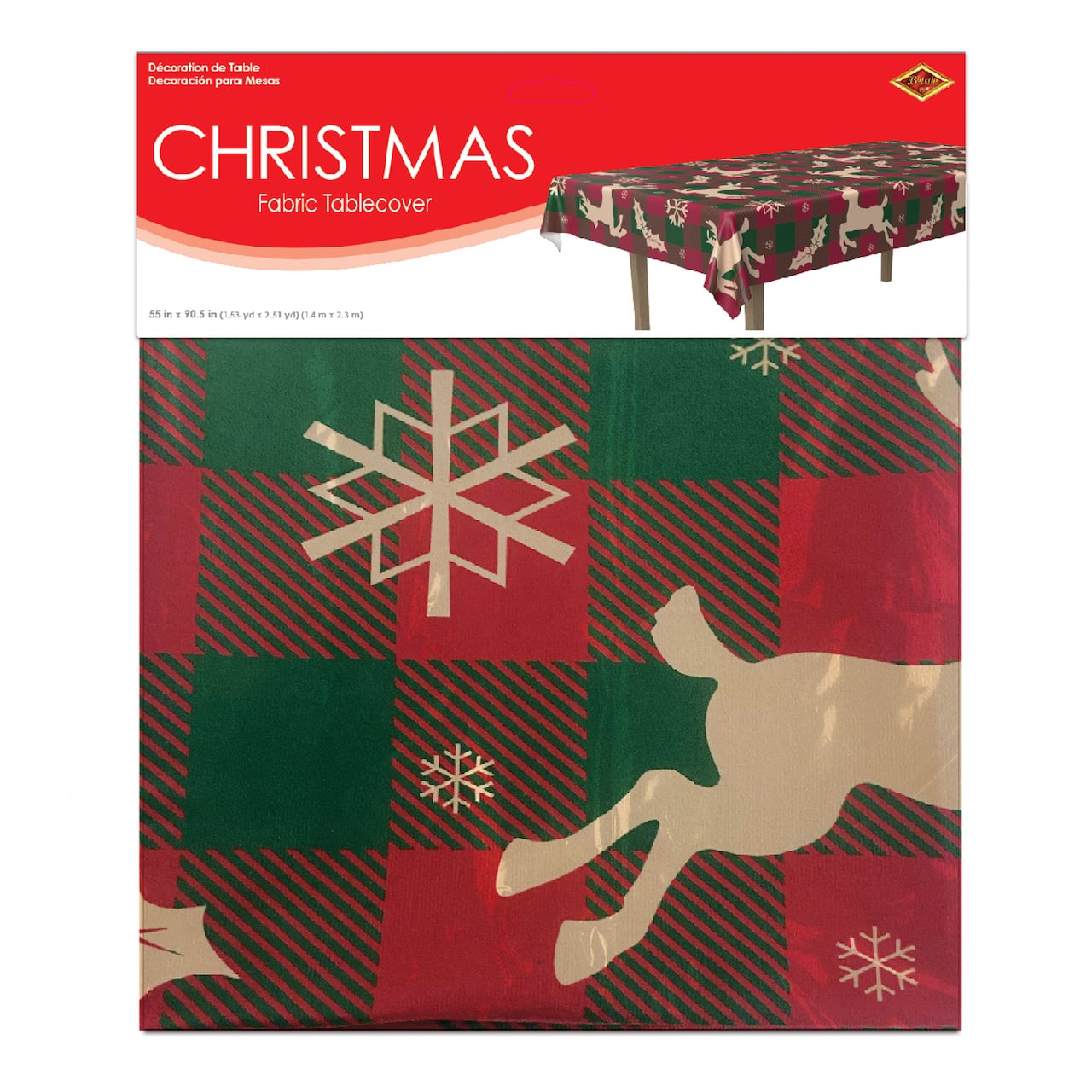Beistle 55" x 90.5" Christmas Fabric Tablecover